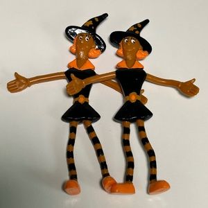 Adorable C-P Inc Bendy Halloween Witches Striped Socks Set of 2